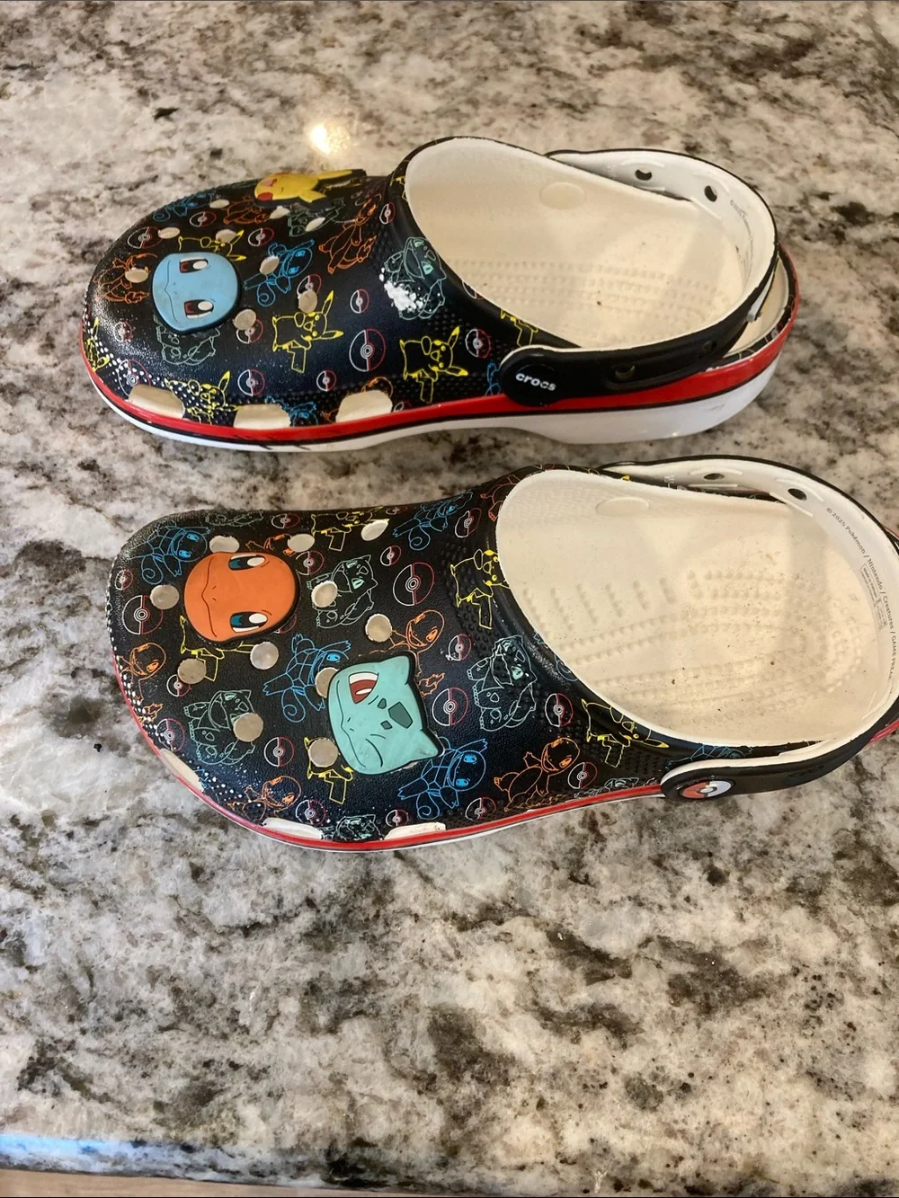 CROCS Black Kids Pokémon Water Clogs with Multicolor Character Icons size youth